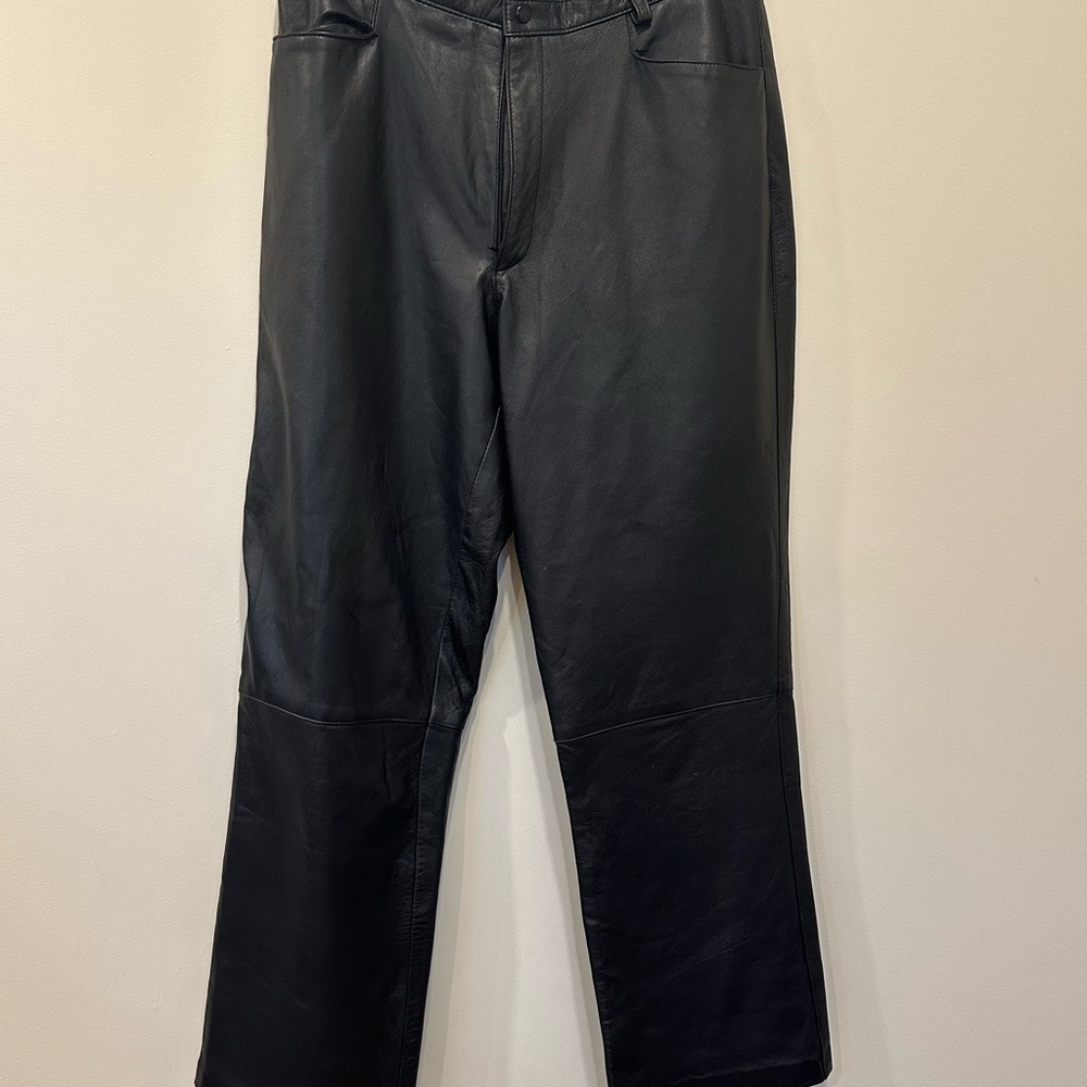 ZEBRA Vtg 100% Leather Pants-Black-Women Size 8/10 Lined-Made in Canada
